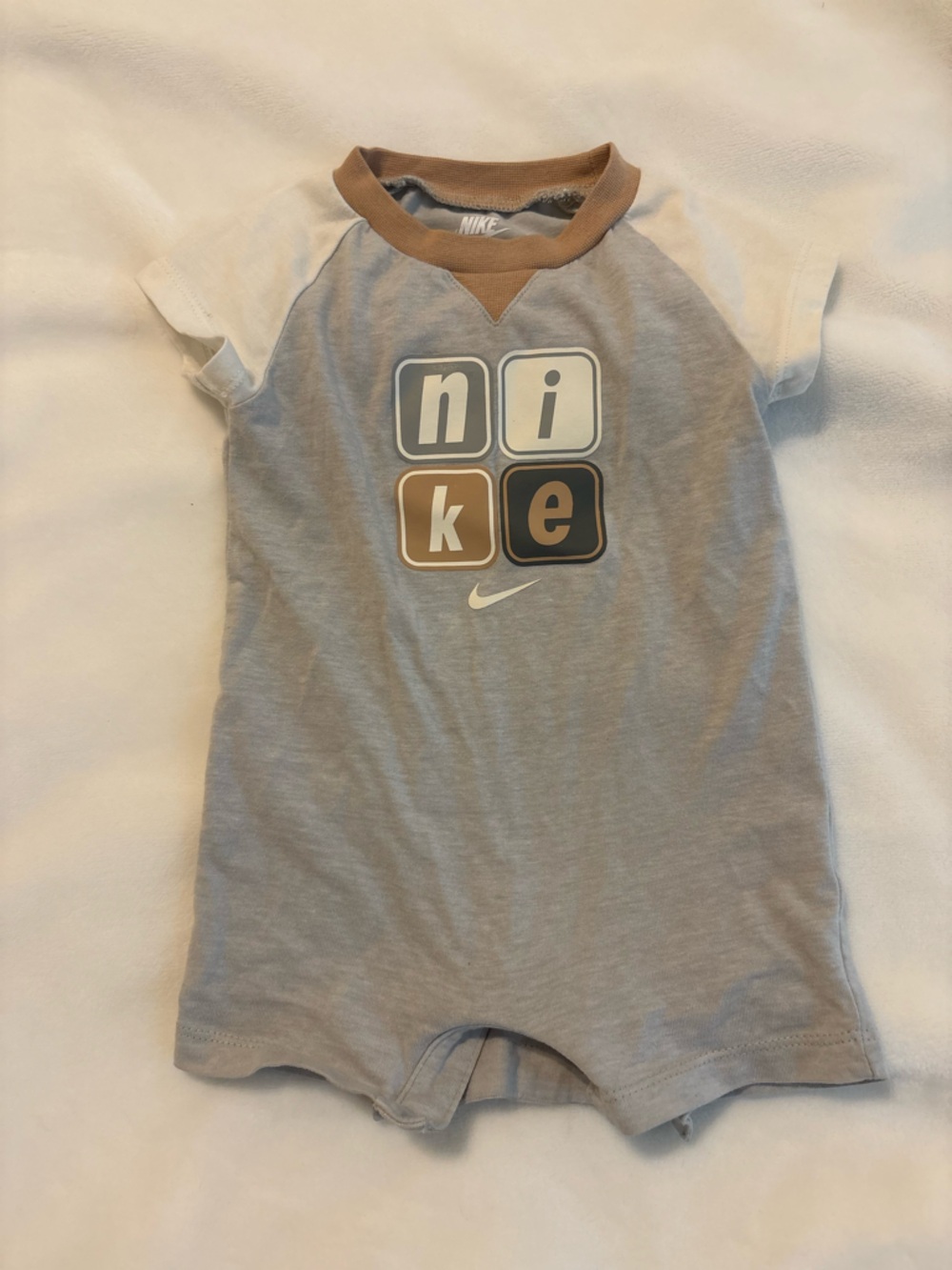 Nike Kids Light Gray Tee with Brown Accents
